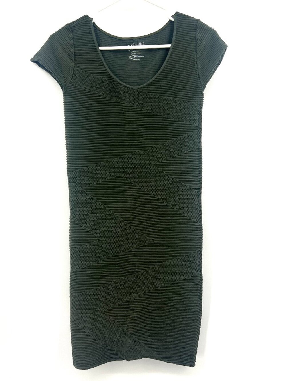 Tees by Tina Olive Green Textured Bodycon Dress One Size